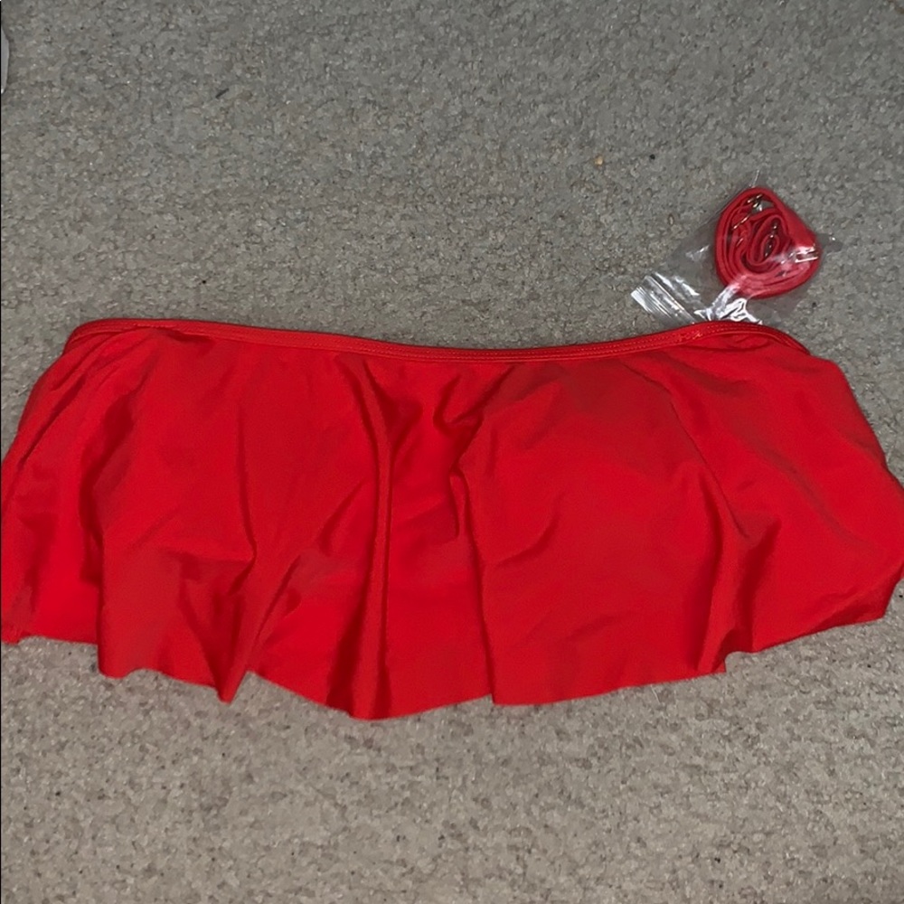 red flowy swimsuit top